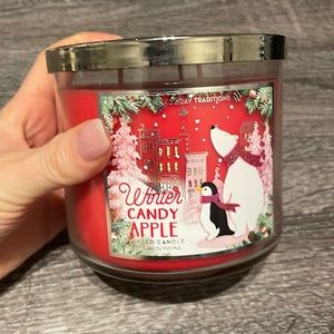 Bath & body 3 wick winter candy apple candle never used
